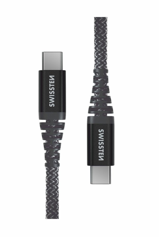 SWISSTEN DÁTOVÝ KÁBEL KEVLAR USB-C / USB-C 1,5 M 71542010, šedá